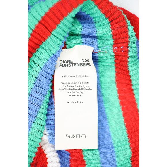 Diane von Furstenberg Striped Rainbow Knit Stretchy Top M - Picture 6 of 10
